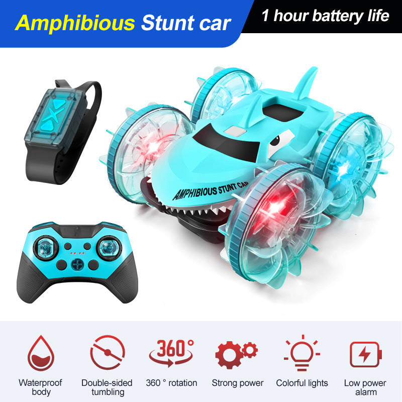 Shark Amphibious Stunt Waterproof Light Remote Control Car