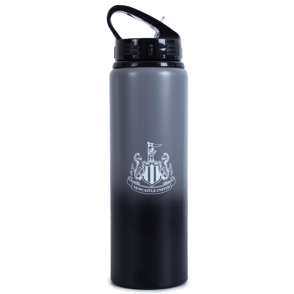 Newcastle United F.C. Aluminium Bottle - 750ml, Fade Design, Matt, Intergrated Folding Straw, Leakproof, Lightweight