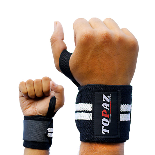 TOPAZ Power Weight Lifting Wrist Wraps – Heavy-Duty Gym Wrist Support for Strength Training, Deadlifting & Bodybuilding – Adjustable Fist Straps (One Size, Pair)