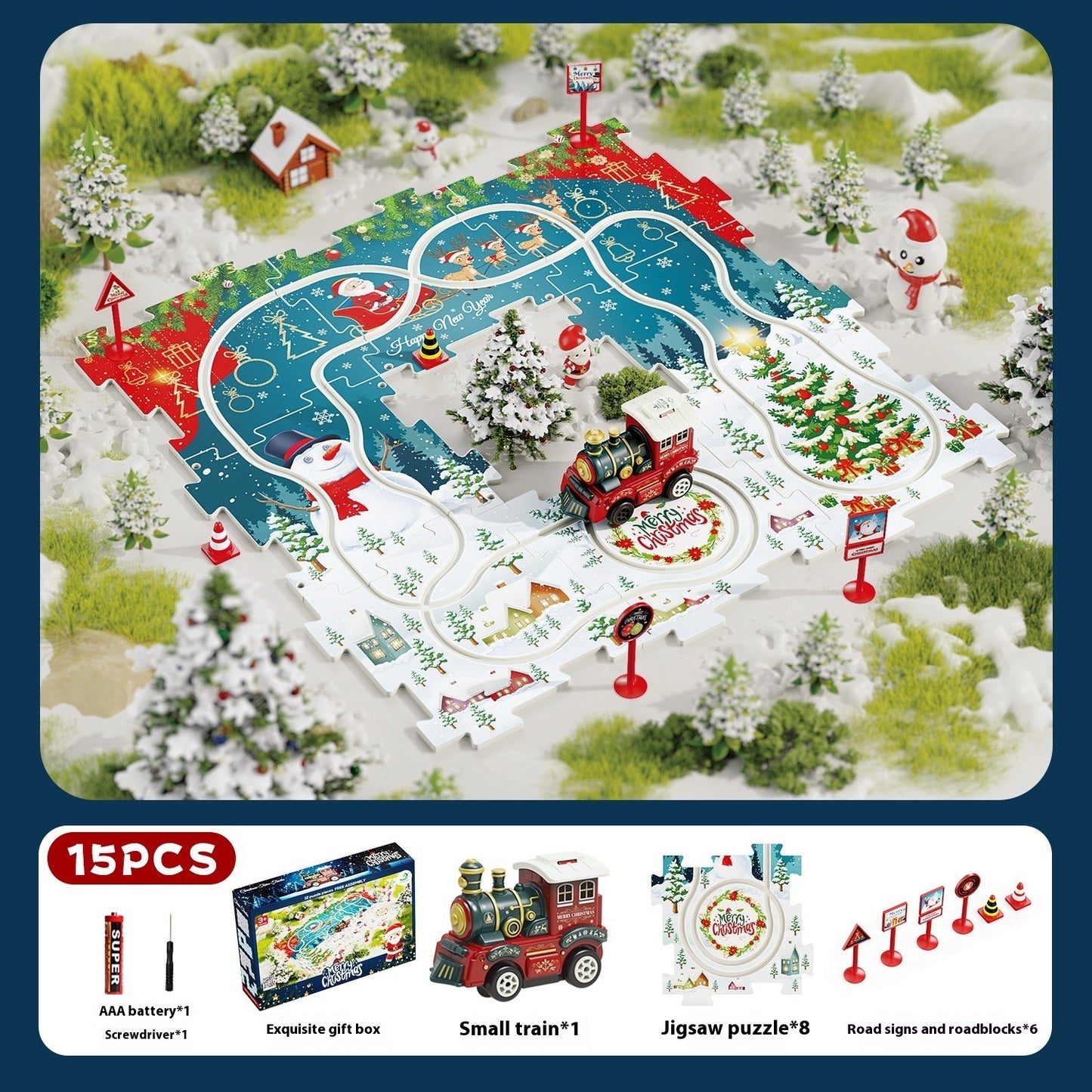DIY And Versatile Assembly Of Children's Christmas Puzzle Track Car